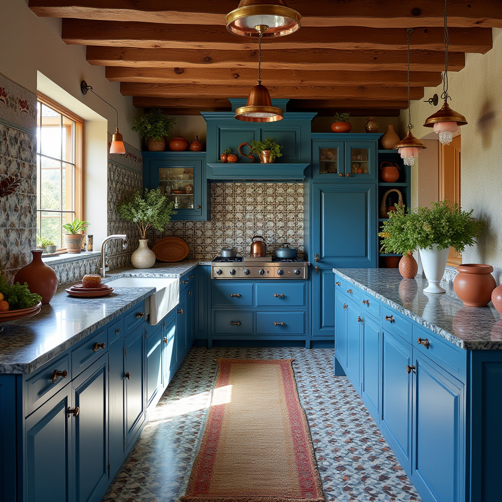 boho blue kitchen 4