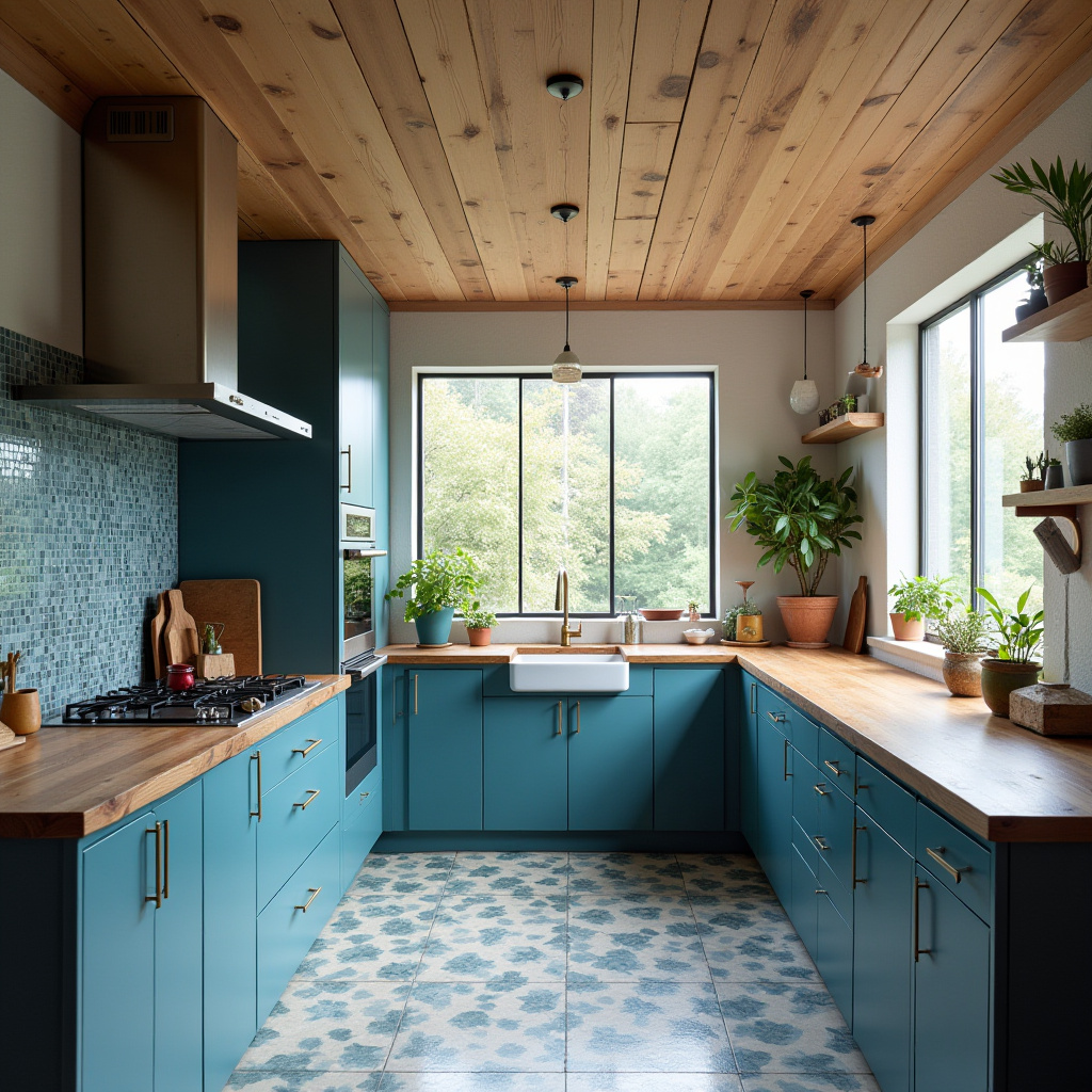 boho blue kitchen 40