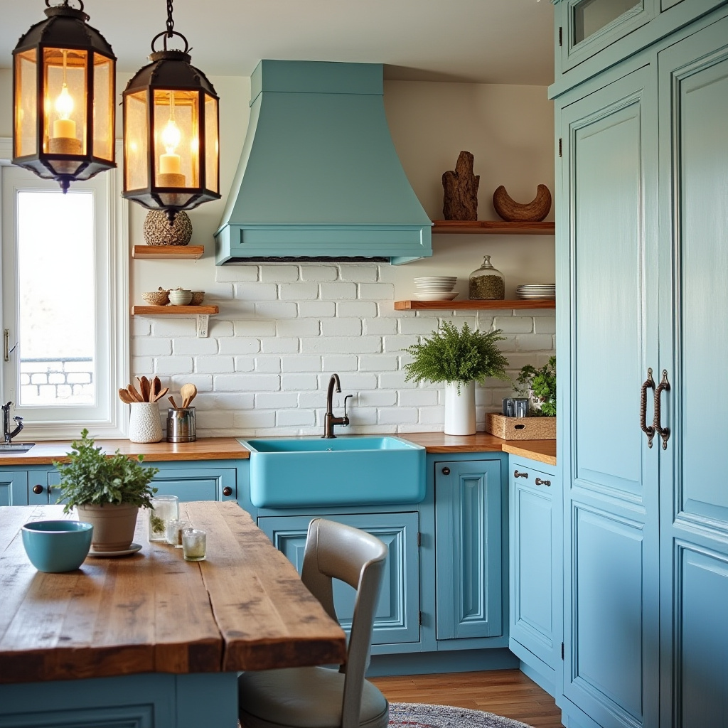 boho blue kitchen 5