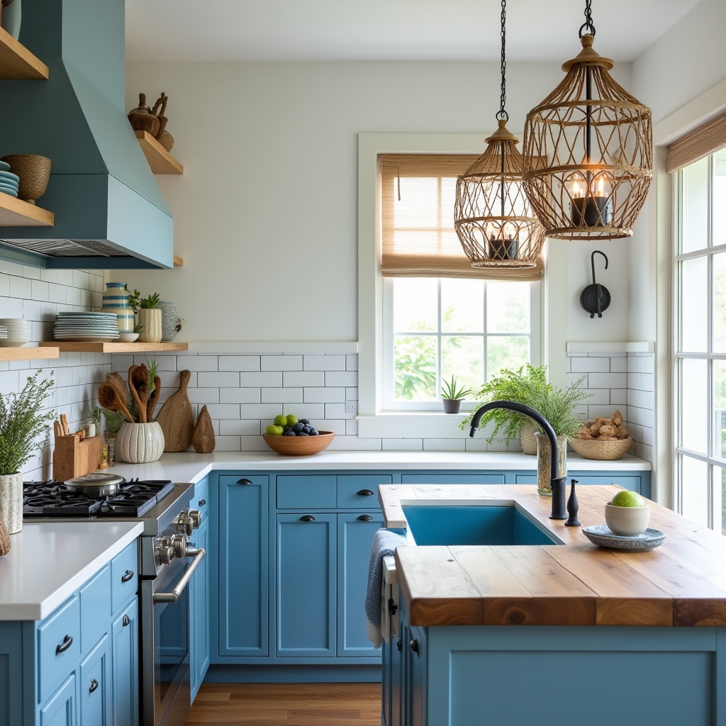 boho blue kitchen 6
