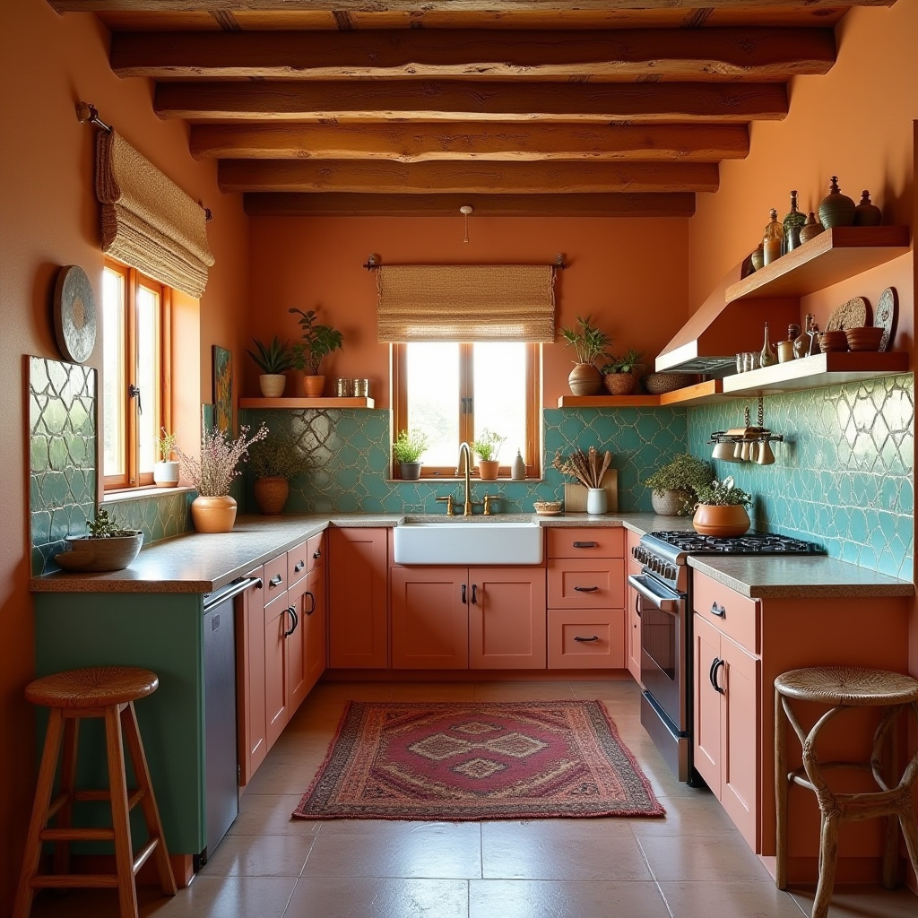 boho galley kitchen 33