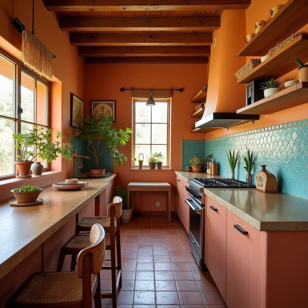 boho galley kitchen 34