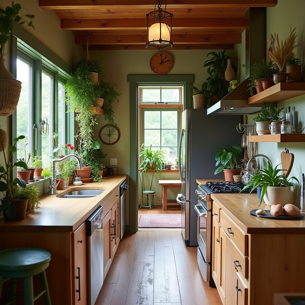 boho galley kitchen 39