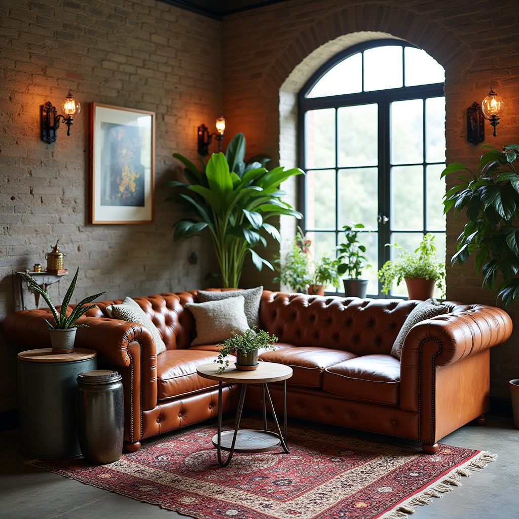 boho industrial living room 10