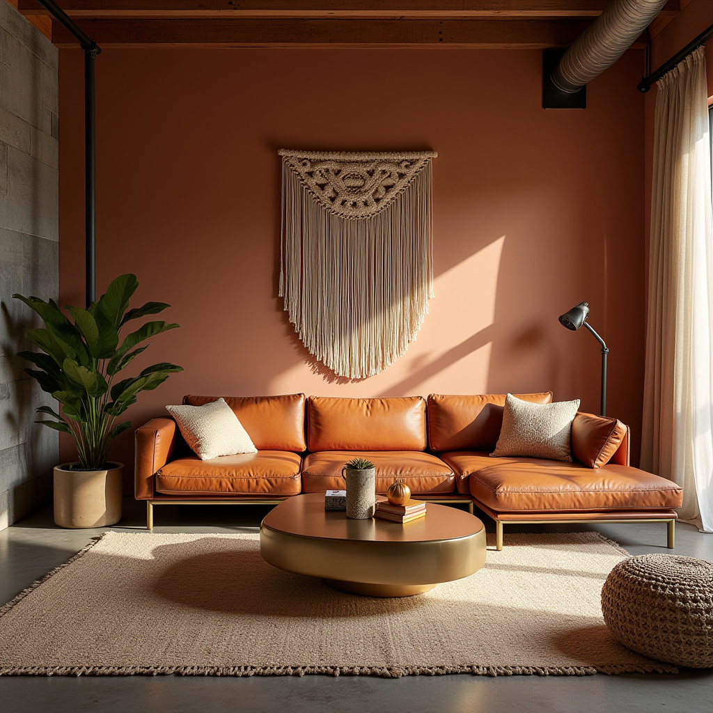 boho industrial living room 15