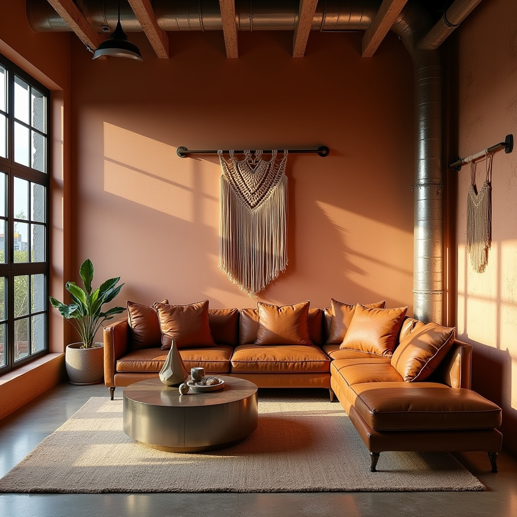 boho industrial living room 16