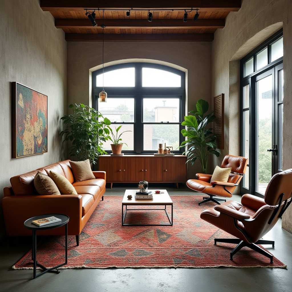 boho industrial living room 18