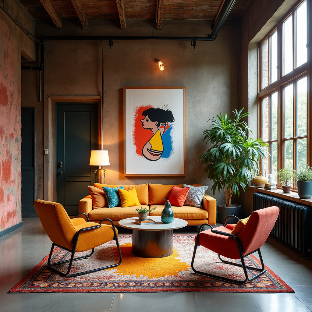 boho industrial living room 38