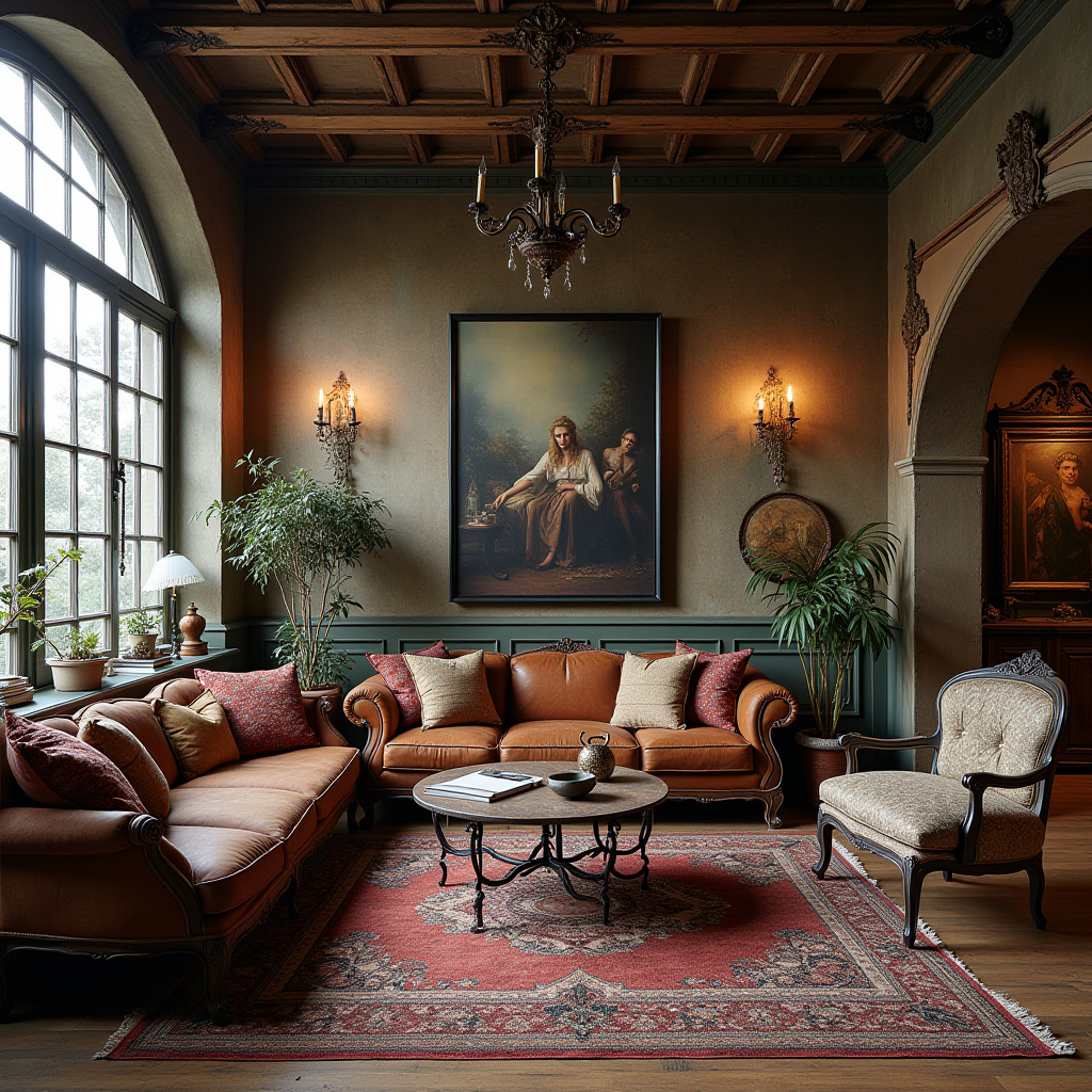 boho industrial living room 39