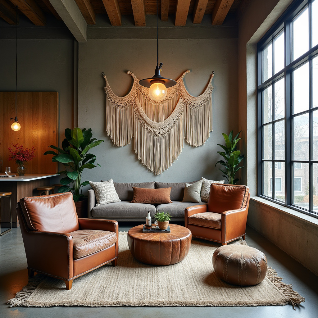 boho industrial living room 4