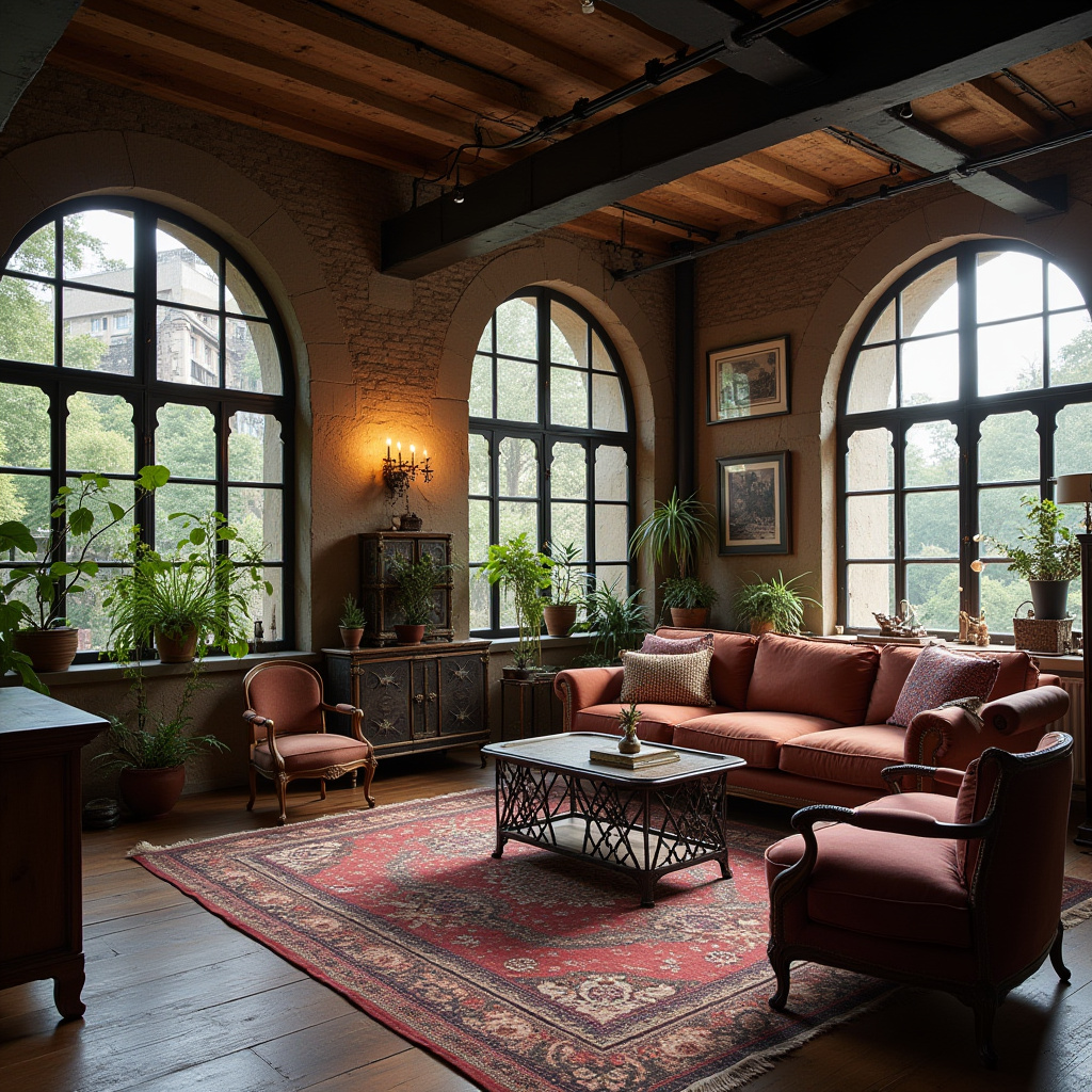boho industrial living room 40