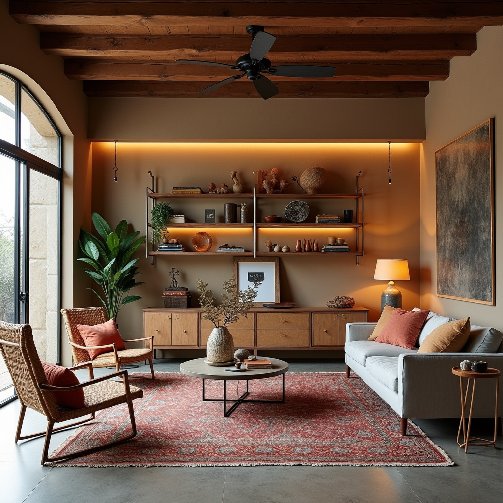 boho industrial living room 5
