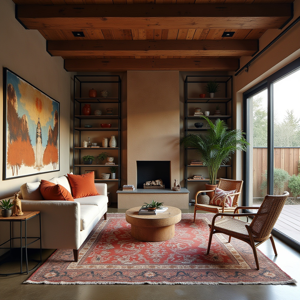 boho industrial living room 6