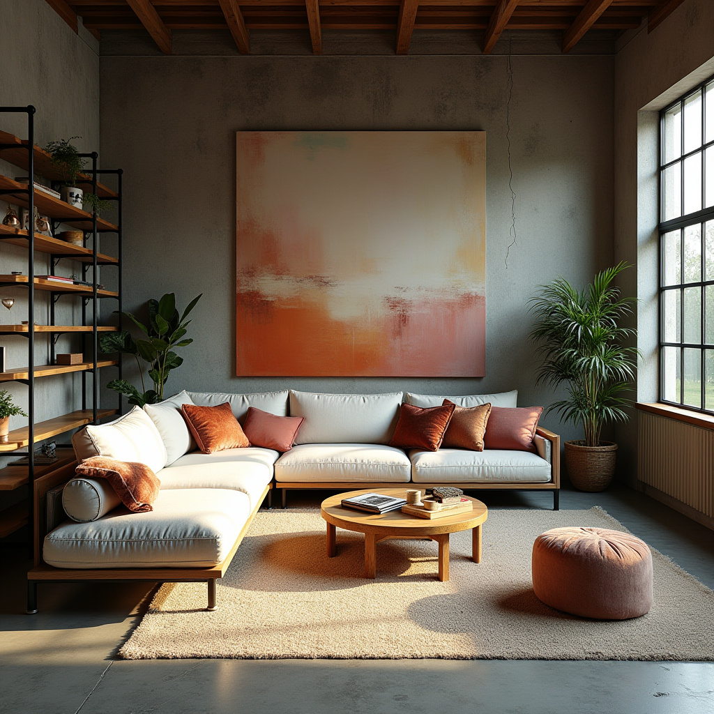 boho industrial living room 7