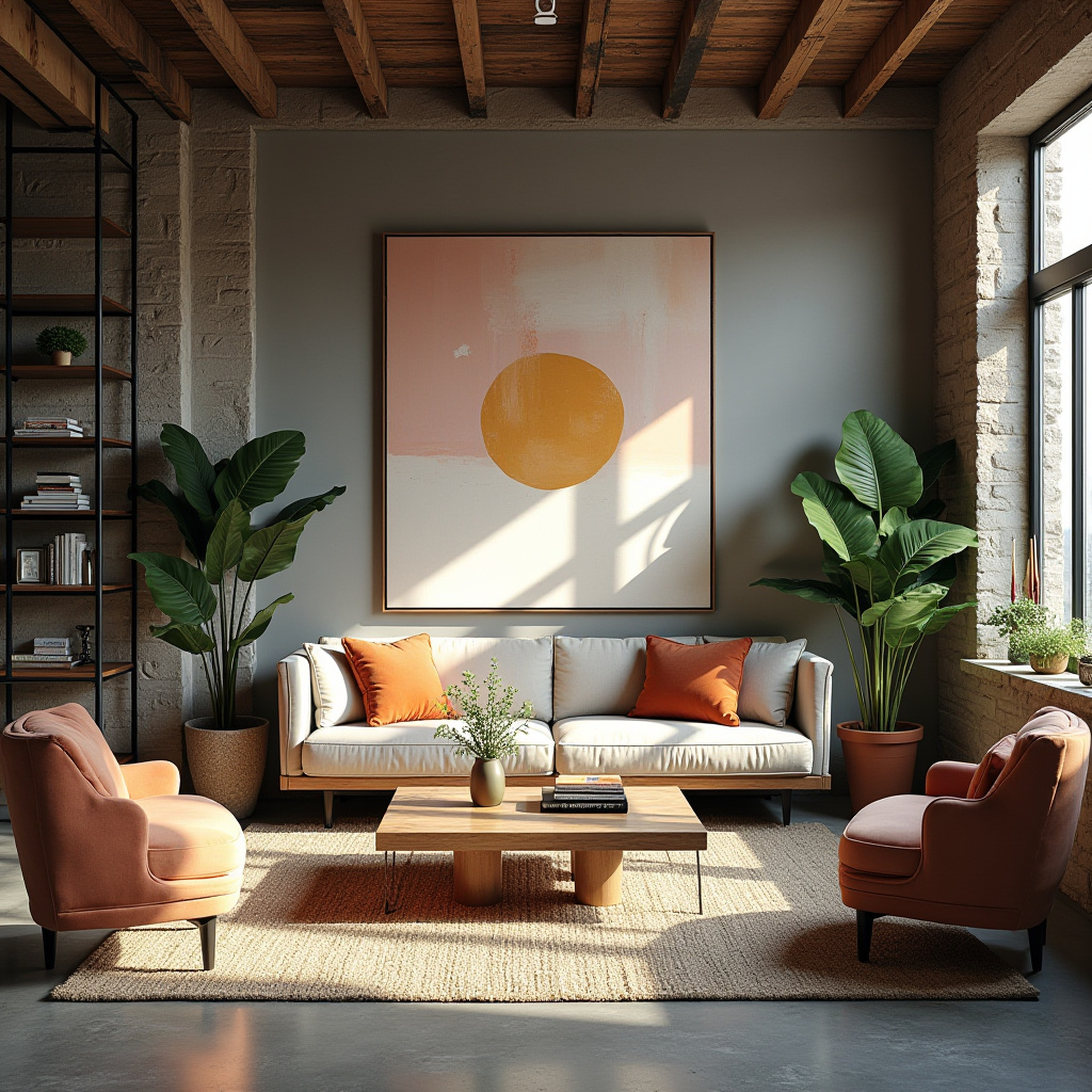 boho industrial living room 8