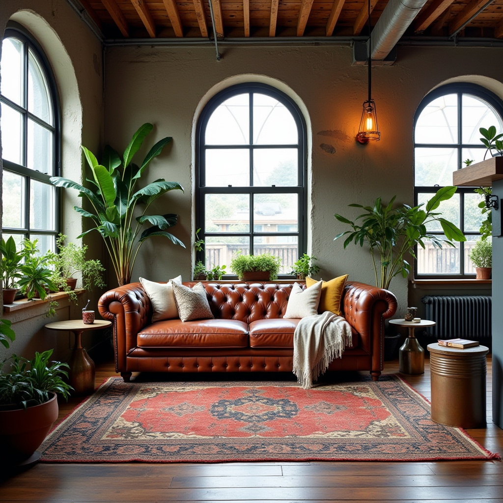 boho industrial living room 9