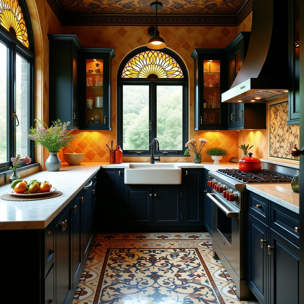 boho kitchen black cabinets 14