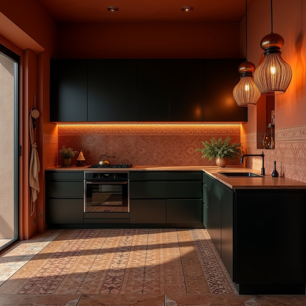 boho kitchen black cabinets 17