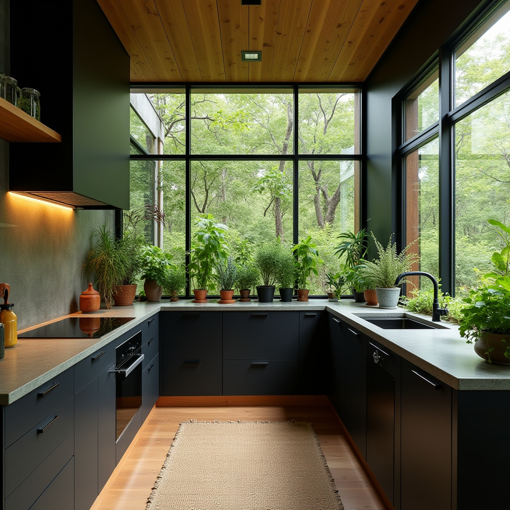 boho kitchen black cabinets 22