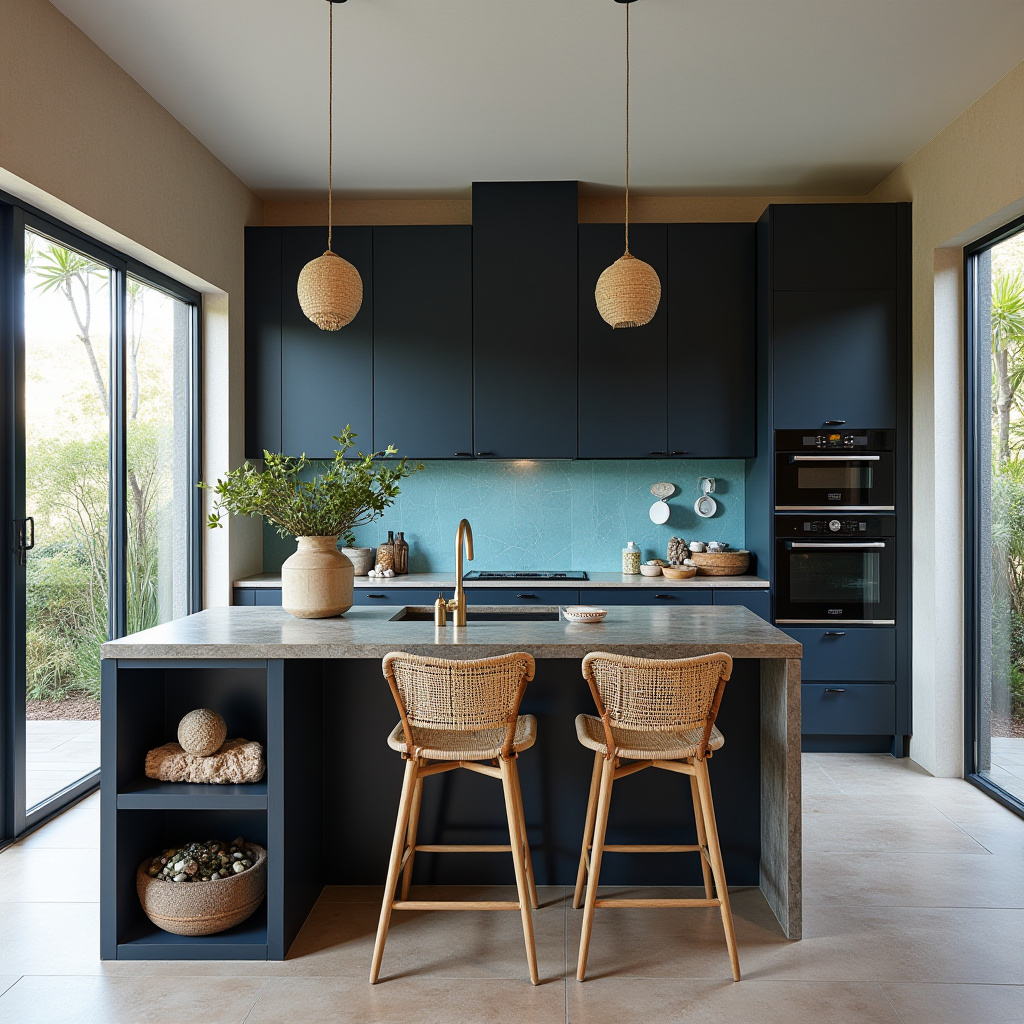 boho kitchen black cabinets 23