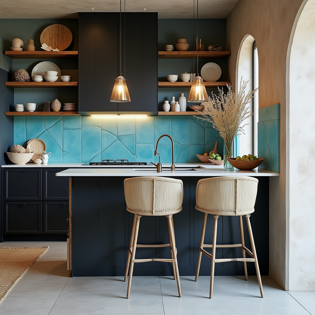 boho kitchen black cabinets 24