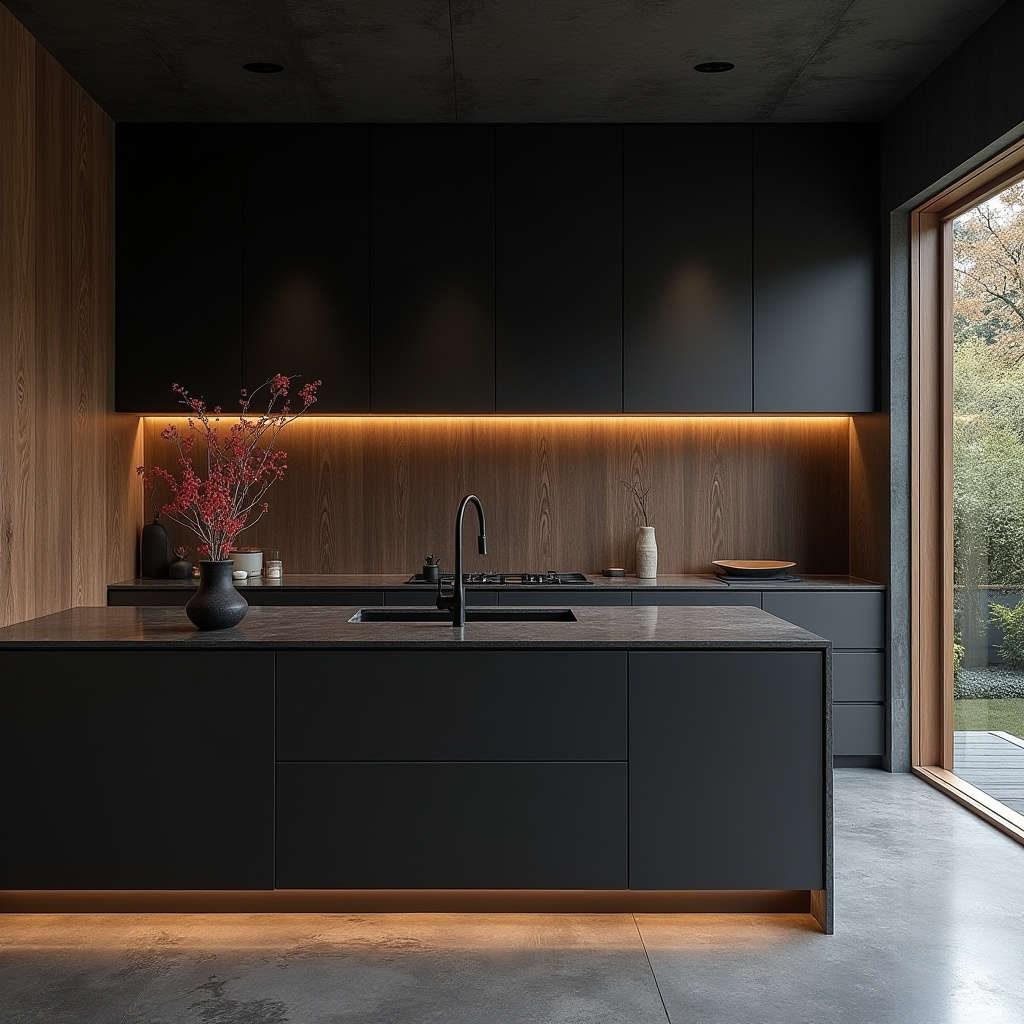 boho kitchen black cabinets 25
