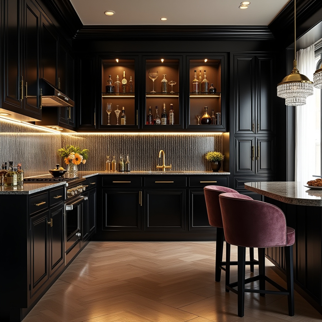 boho kitchen black cabinets 27