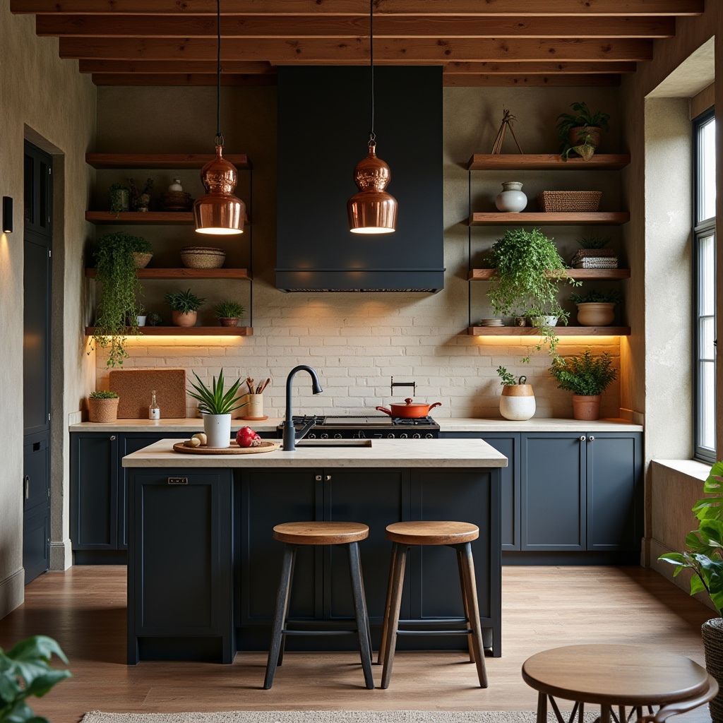 boho kitchen black cabinets 3