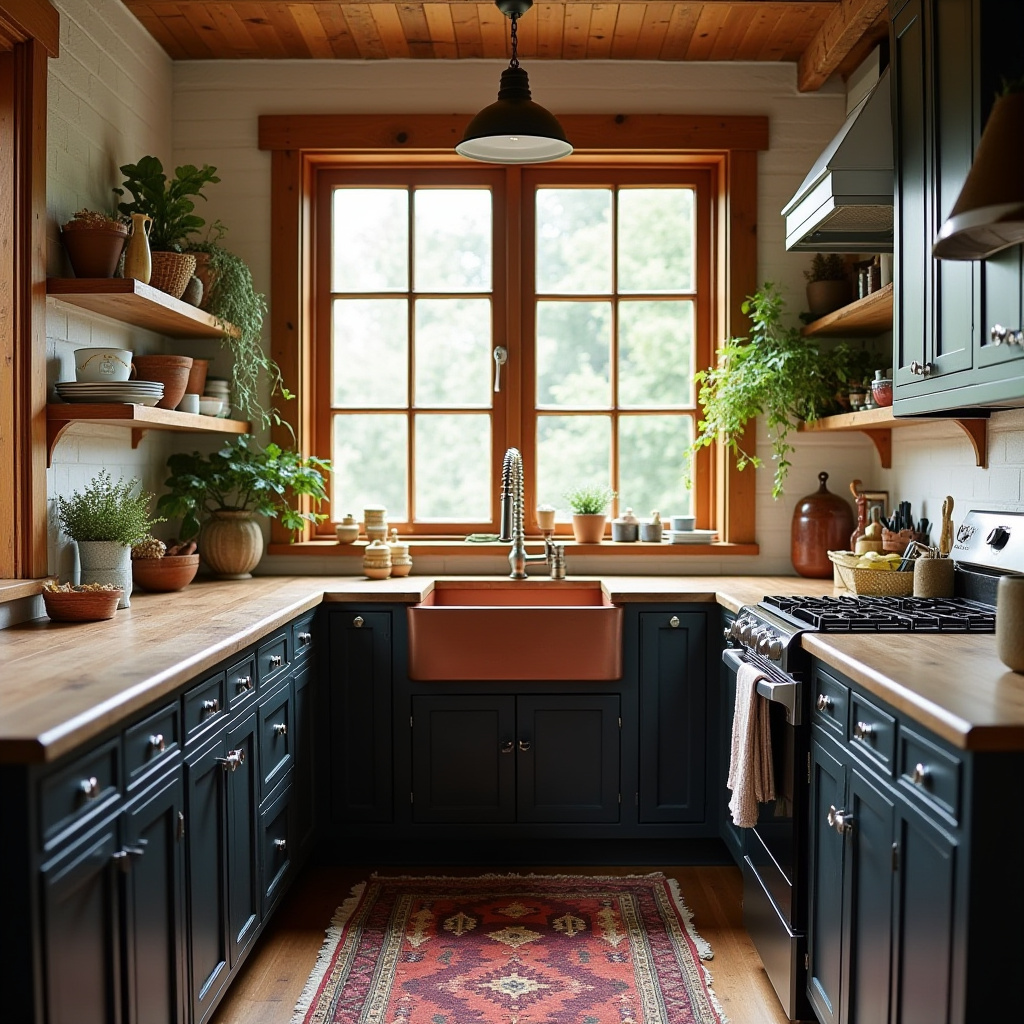 boho kitchen black cabinets 30