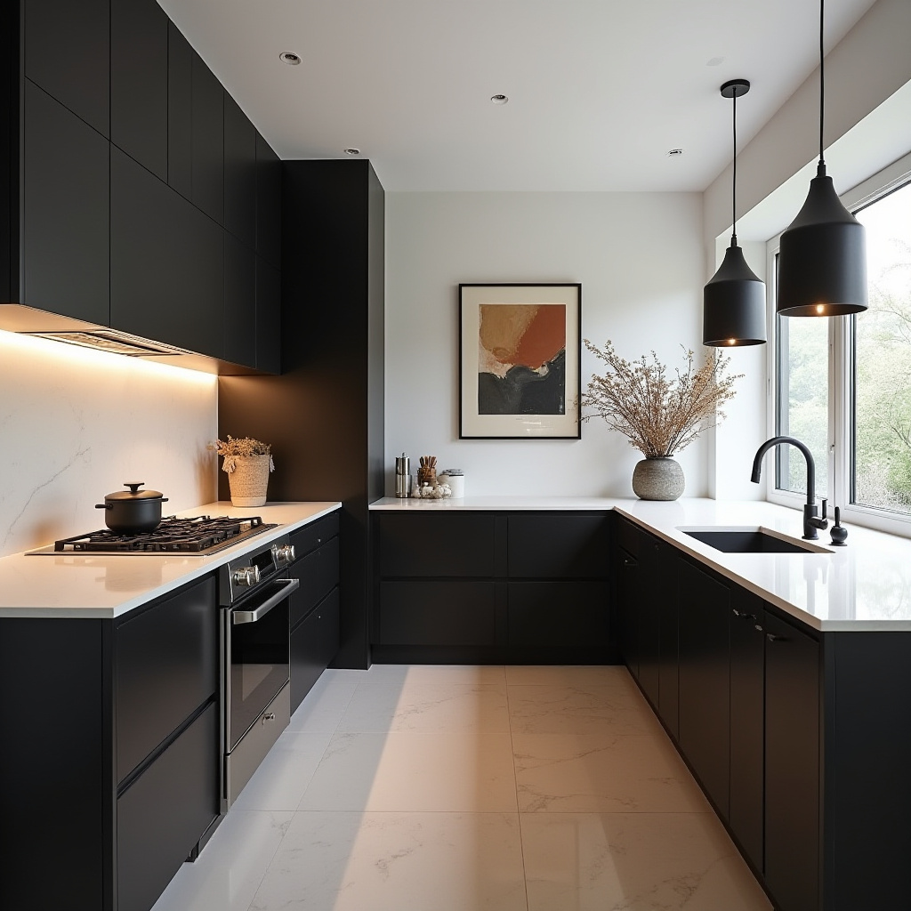 boho kitchen black cabinets 31