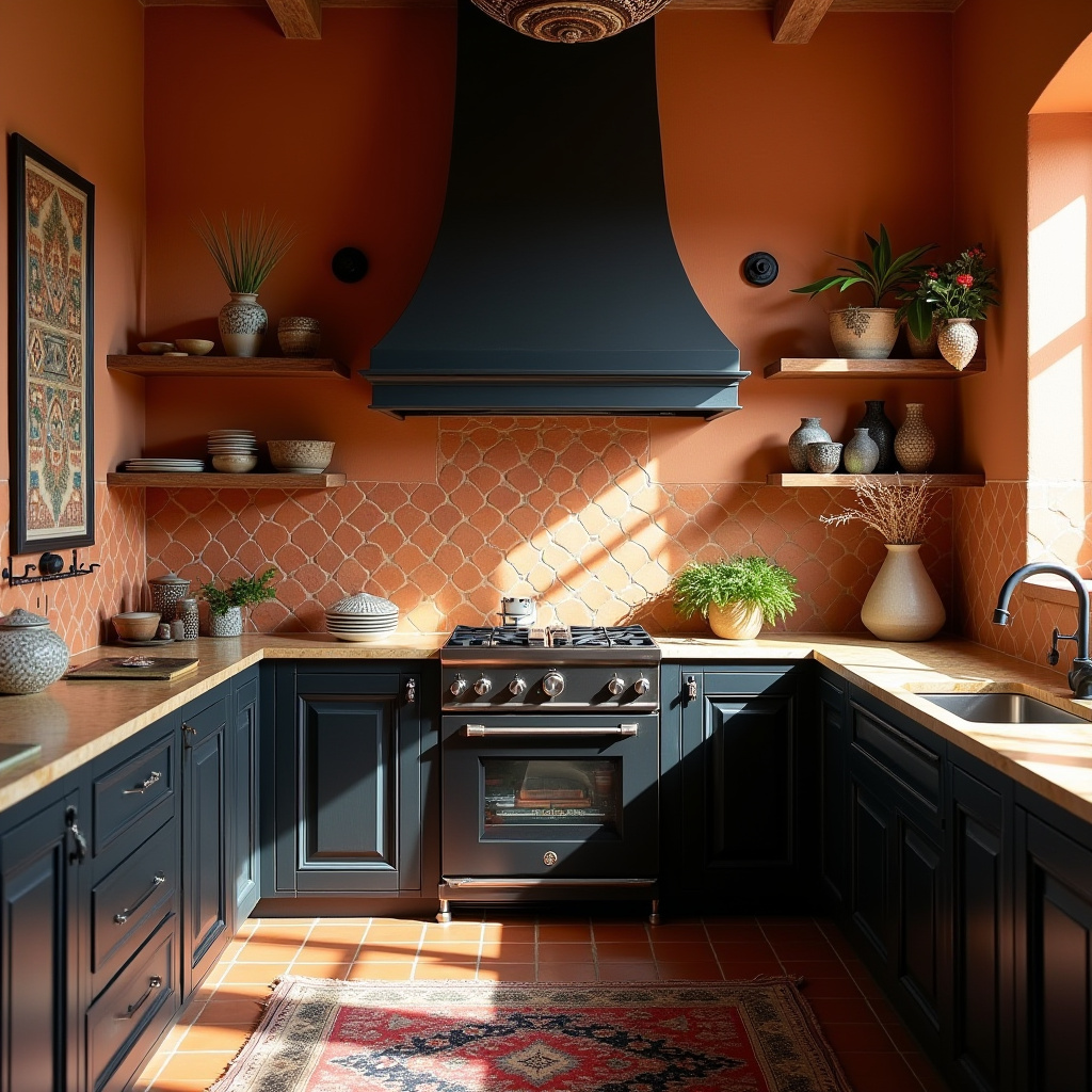 boho kitchen black cabinets 36