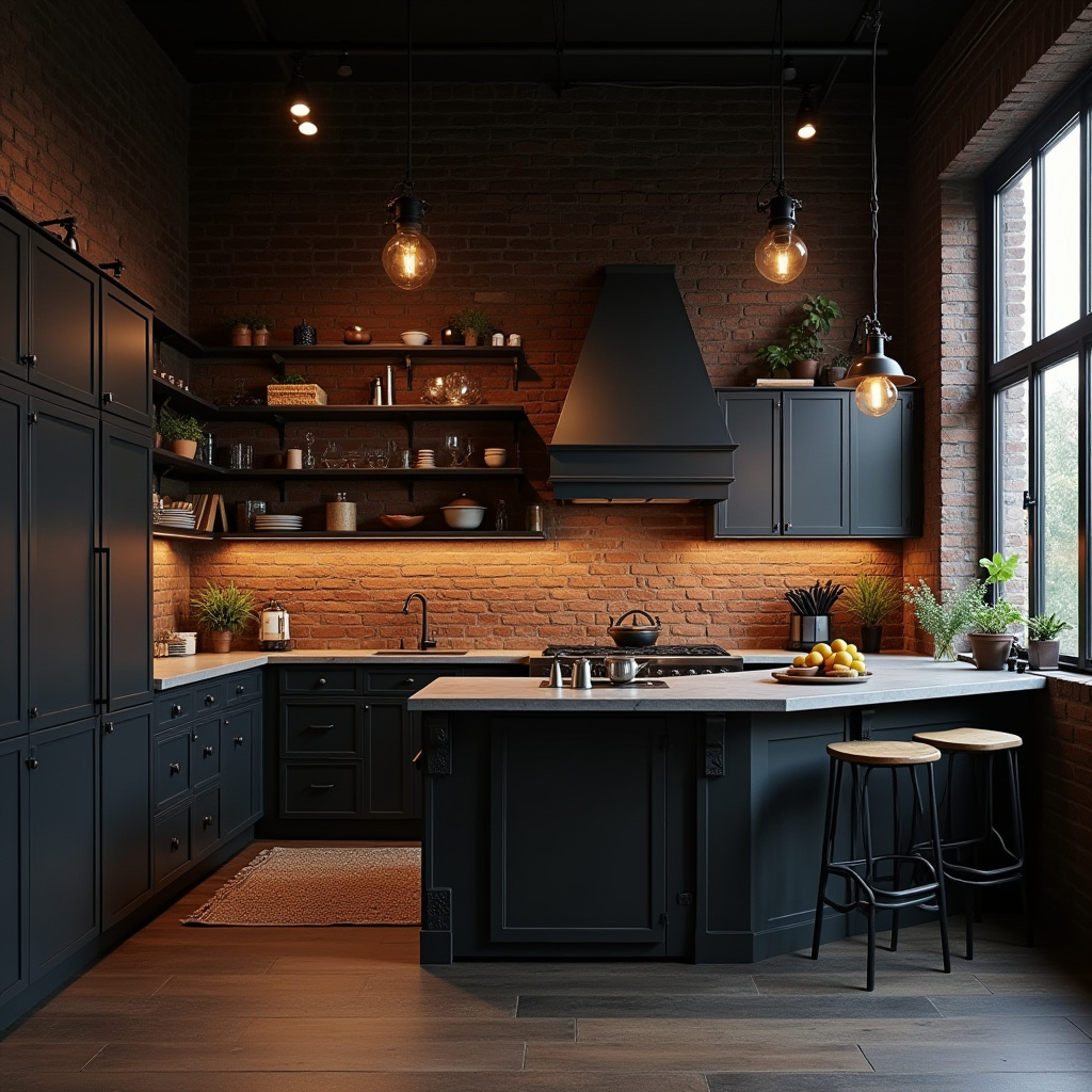 boho kitchen black cabinets 38