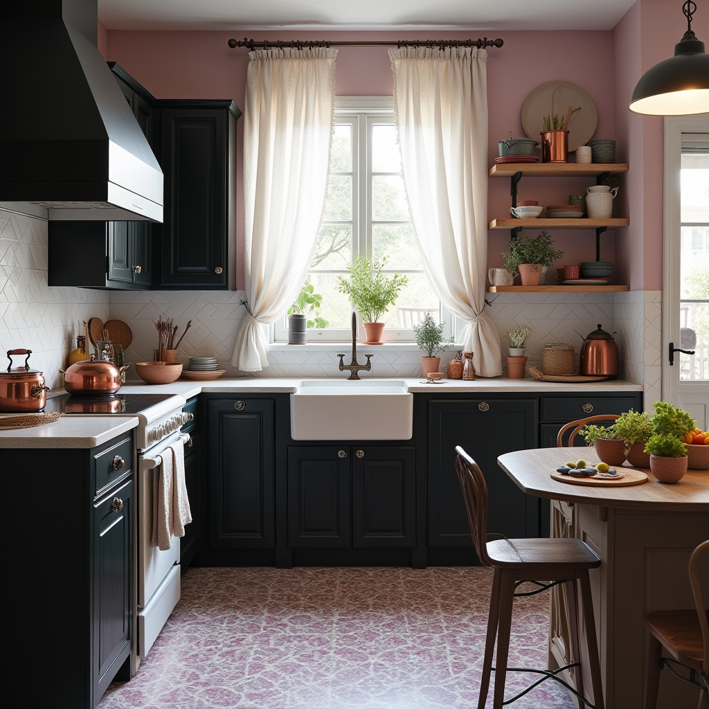 boho kitchen black cabinets 39