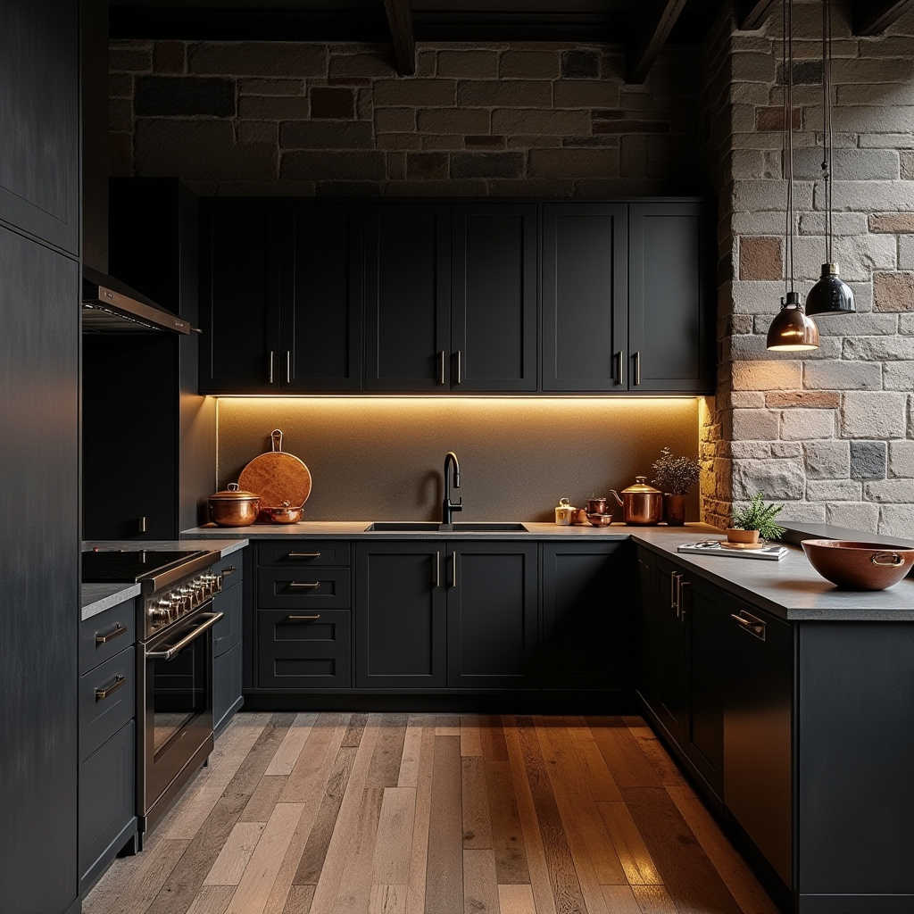 boho kitchen black cabinets 8