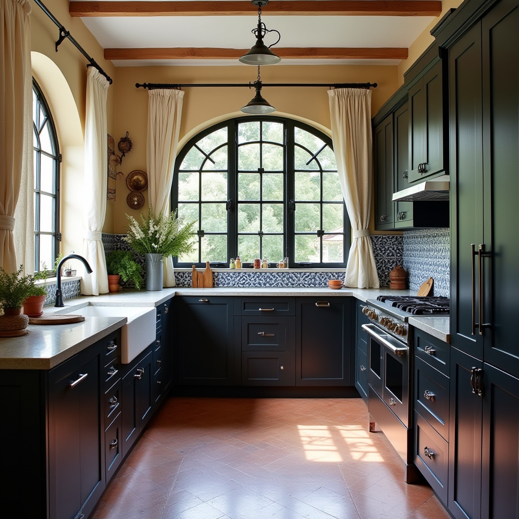 boho kitchen black cabinets 9