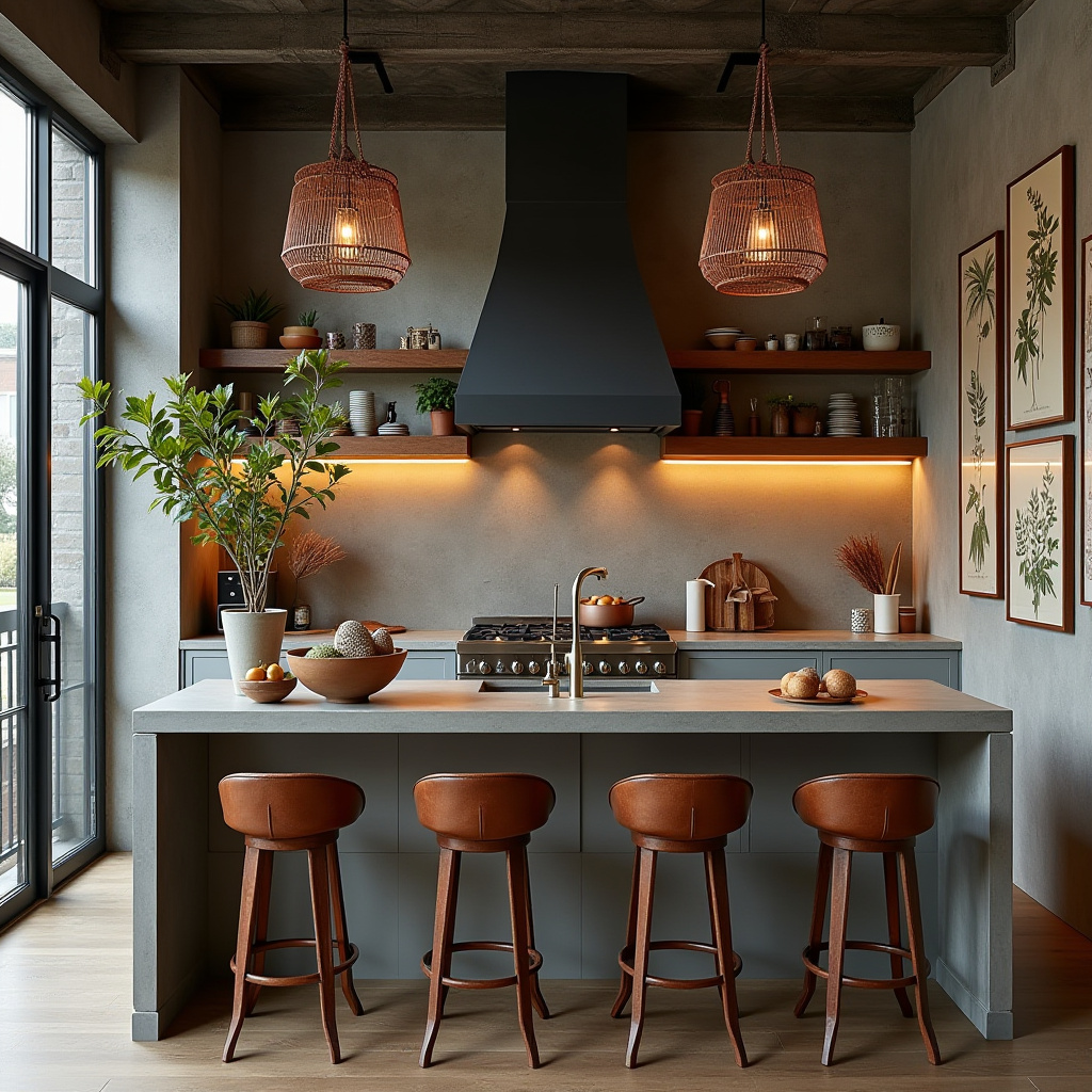 boho kitchen counter decor 13