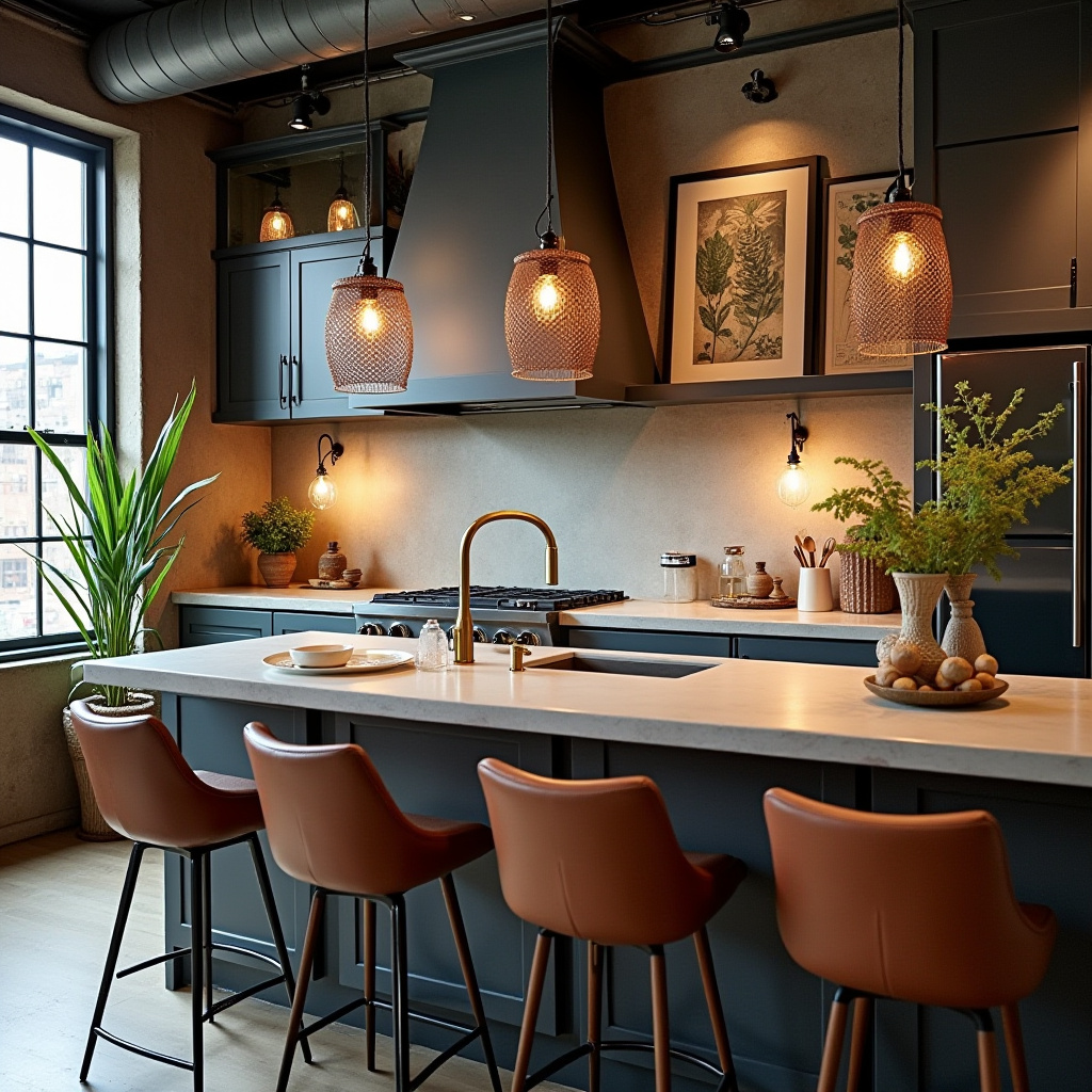 boho kitchen counter decor 14