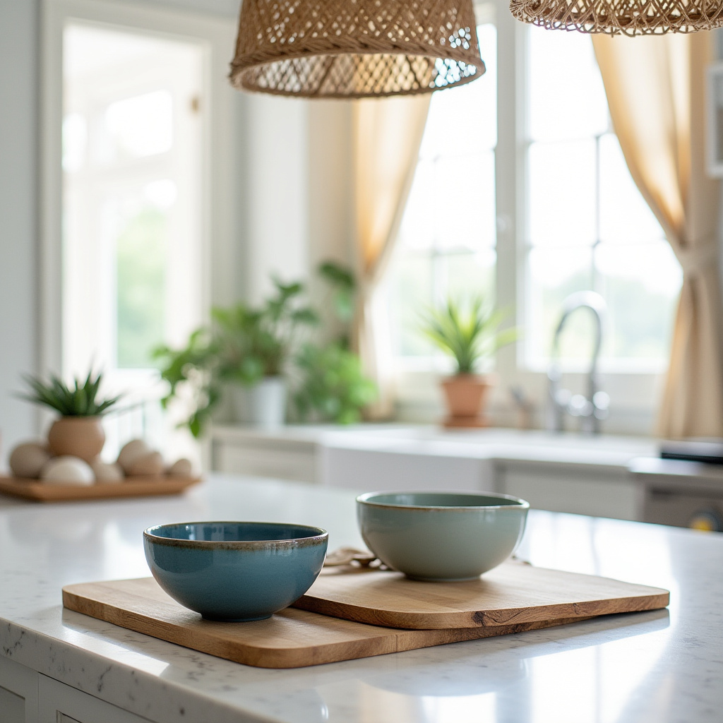 boho kitchen counter decor 17
