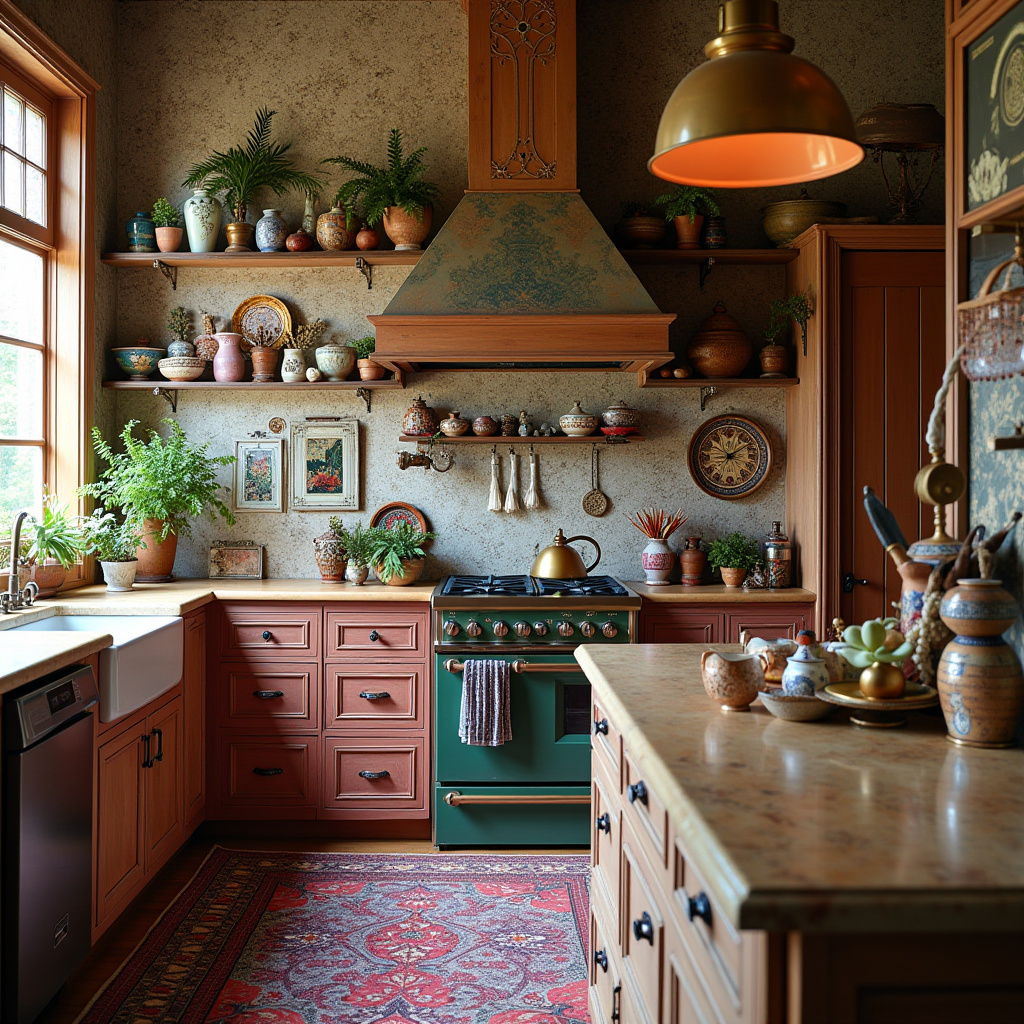 boho kitchen counter decor 22