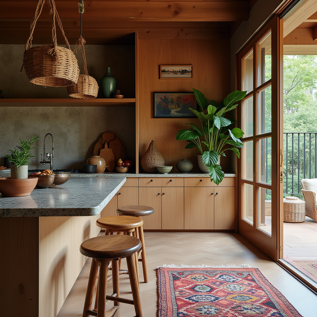 boho kitchen counter decor 23
