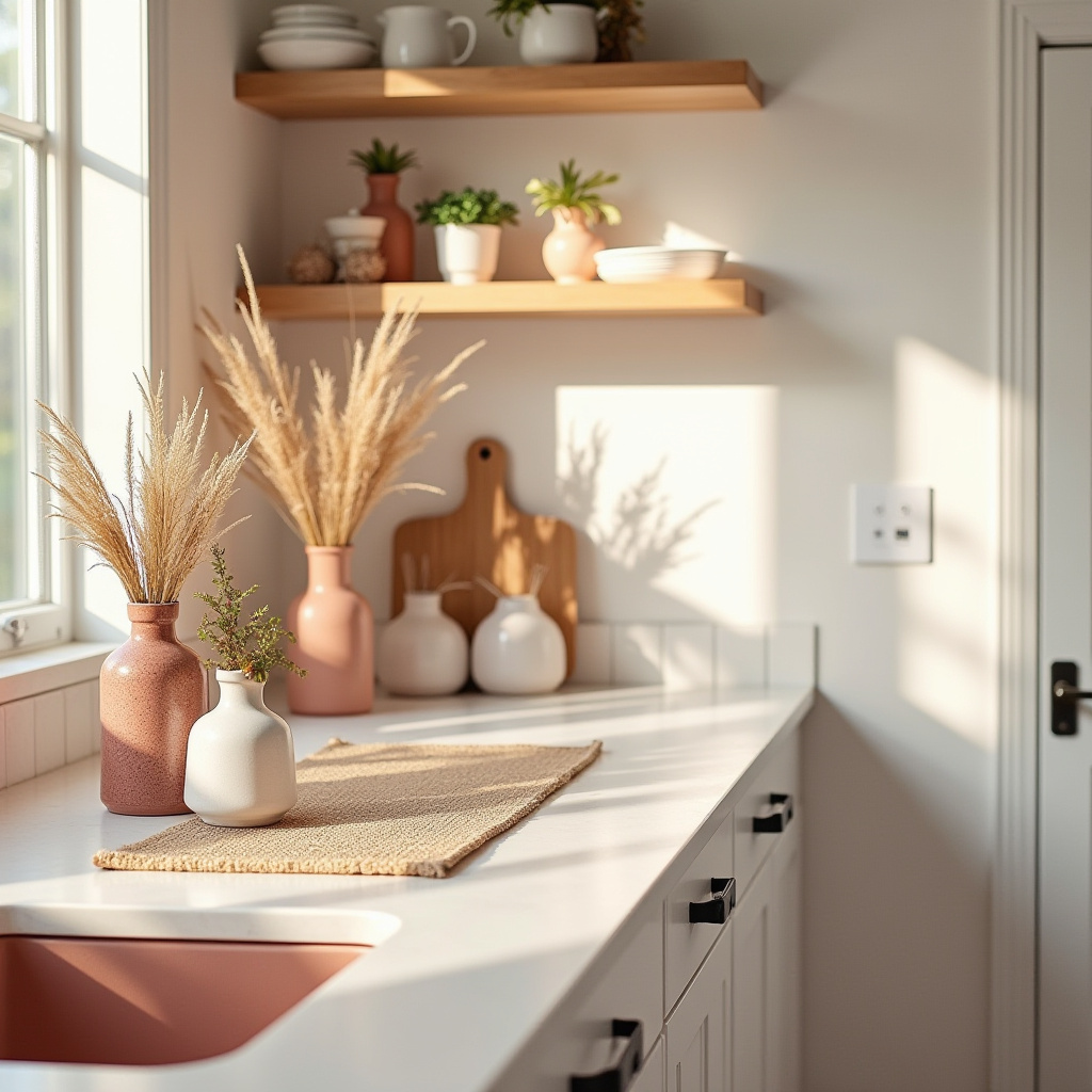 boho kitchen counter decor 25