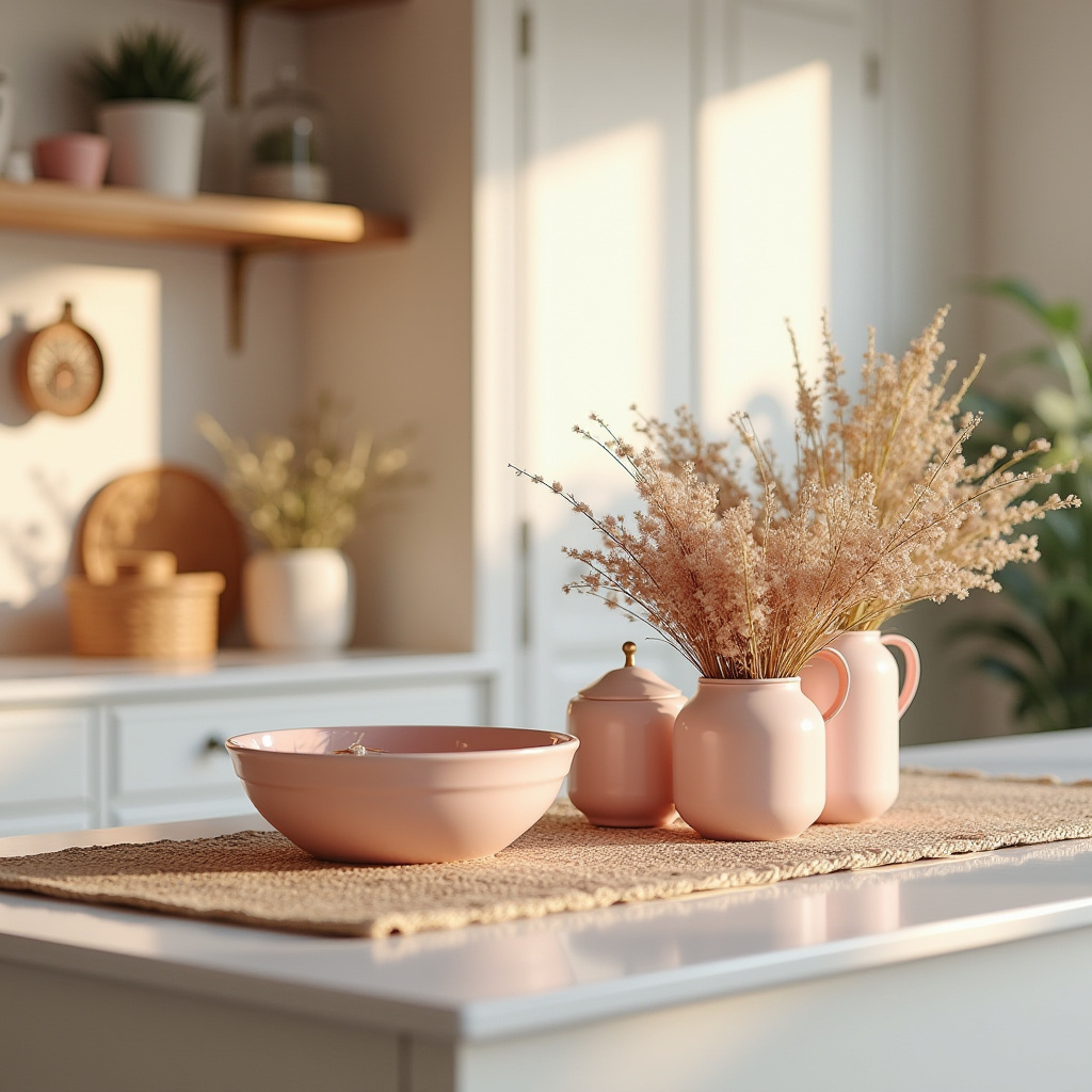 boho kitchen counter decor 26