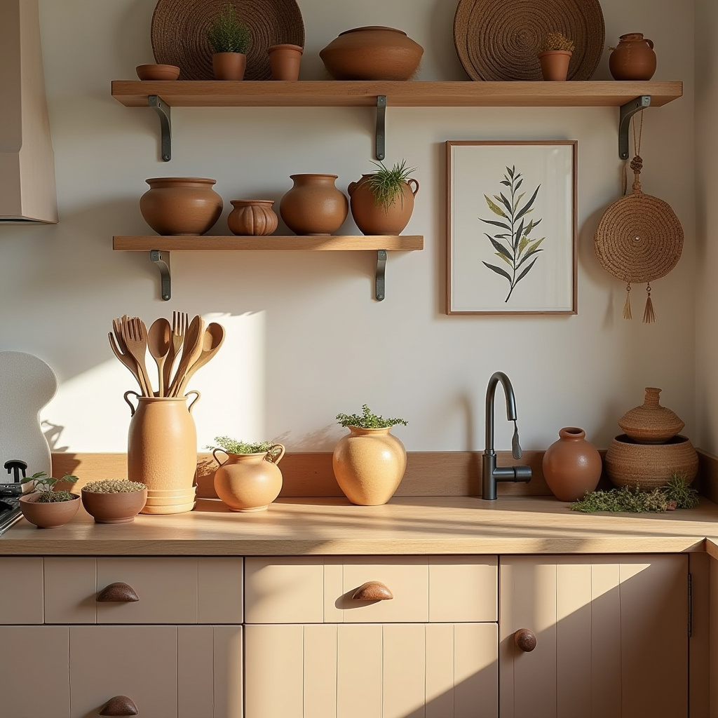 boho kitchen counter decor 28