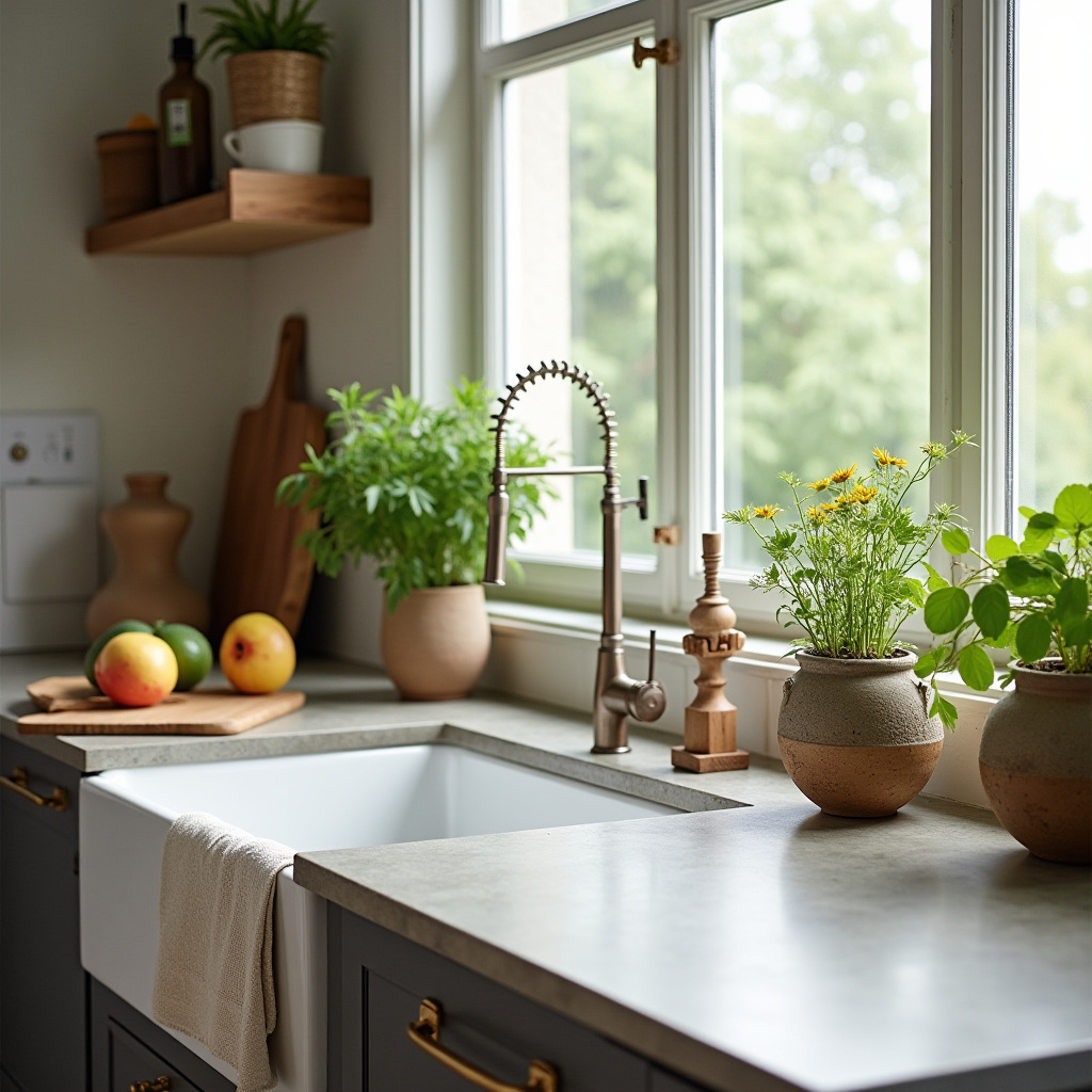 boho kitchen counter decor 33