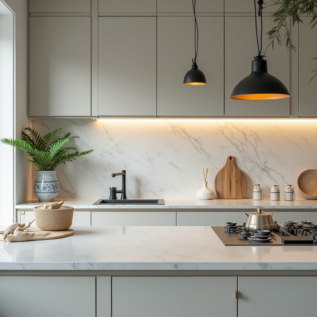 boho kitchen counter decor 38