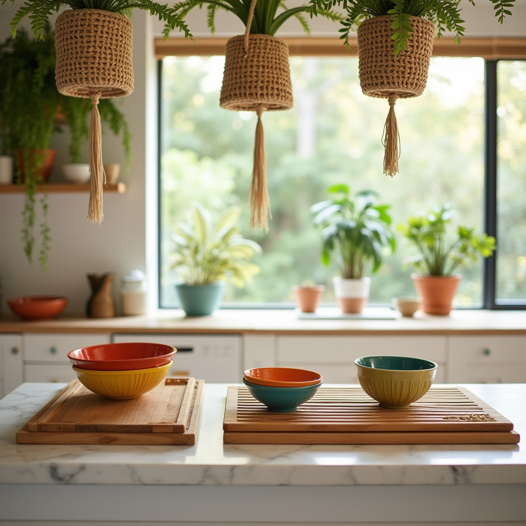 boho kitchen counter decor 8