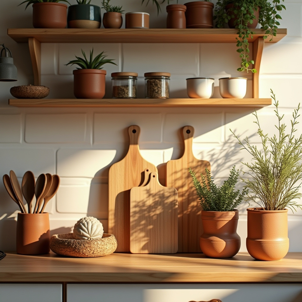 boho kitchen counter decor 9
