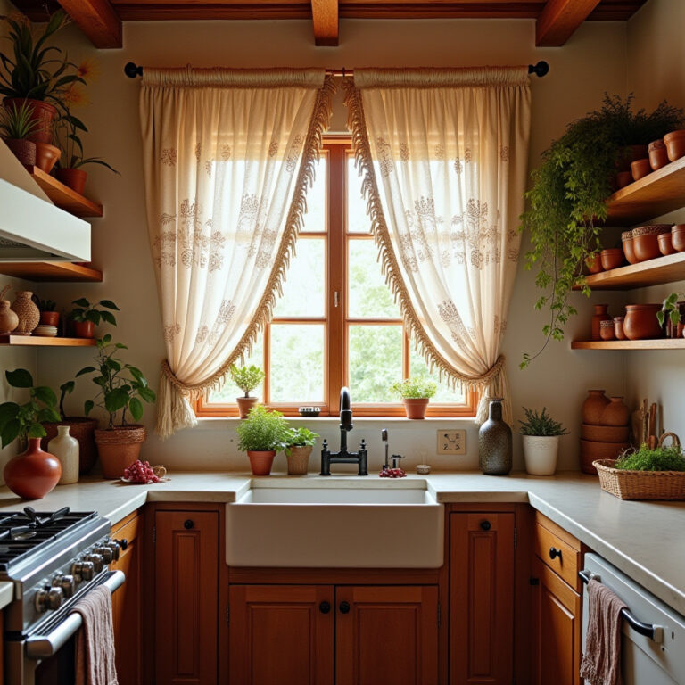 boho kitchen curtain ideas 1