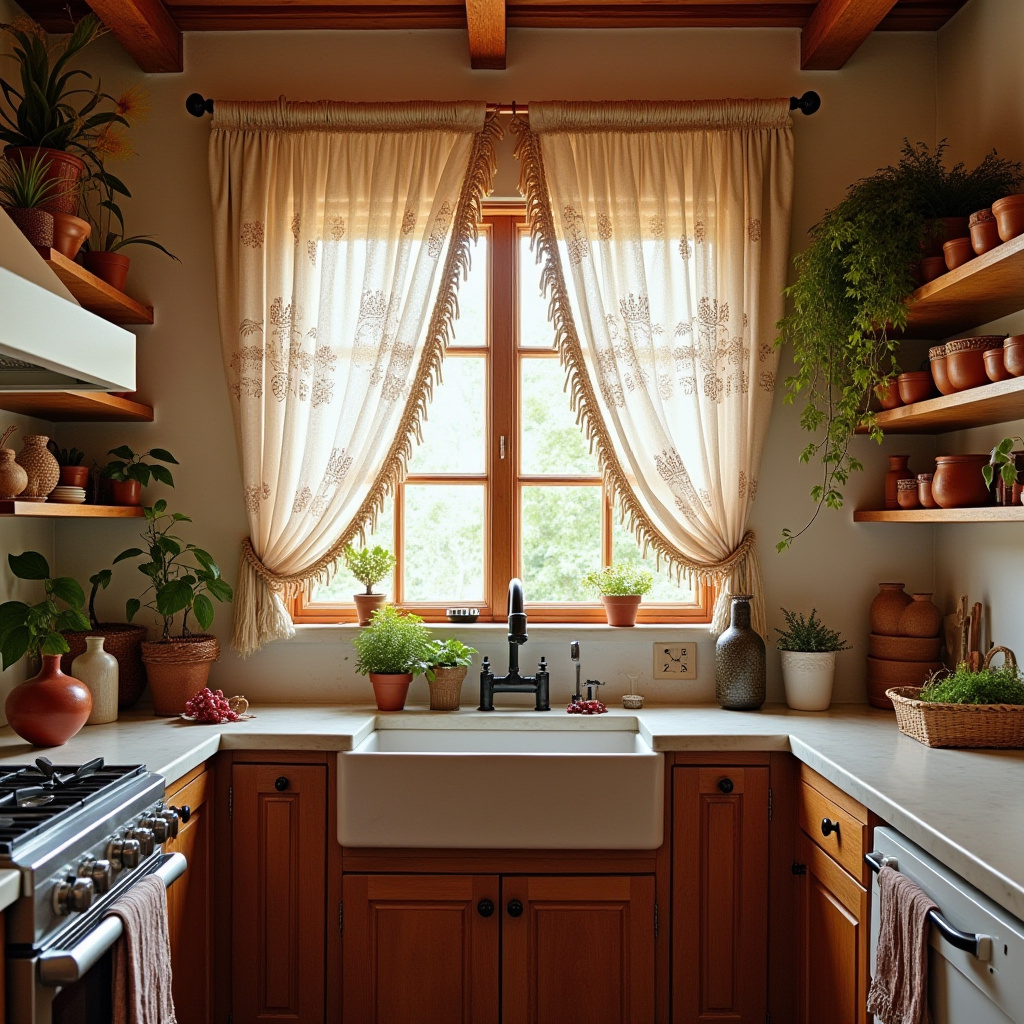 boho kitchen curtain ideas 1