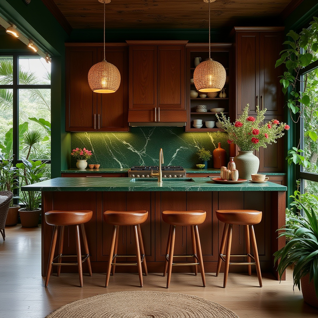 boho kitchen dark wood cabinets 10